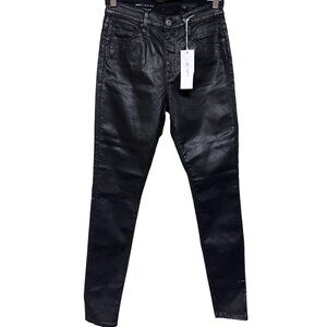 AG Adriano Goldschmied Women's Jeans Leatherette Black Farrah Skinny Size 26 NEW